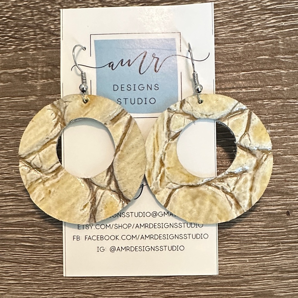 AMR Designs Studio Circular Leather Earrings- NWT